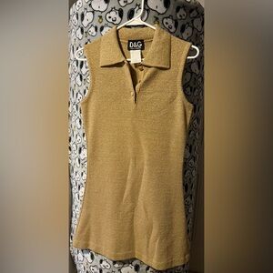 Vintage D&G Dolce & Gabbana gold sleeveless knit top size 38 S made in Italy Y2K